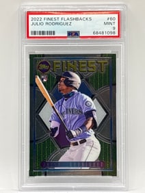 2022 TOPPS FINEST FLASHBACKS JULIO RODRIGUEZ ROOKIE CARD GRADED PSA MINT 9