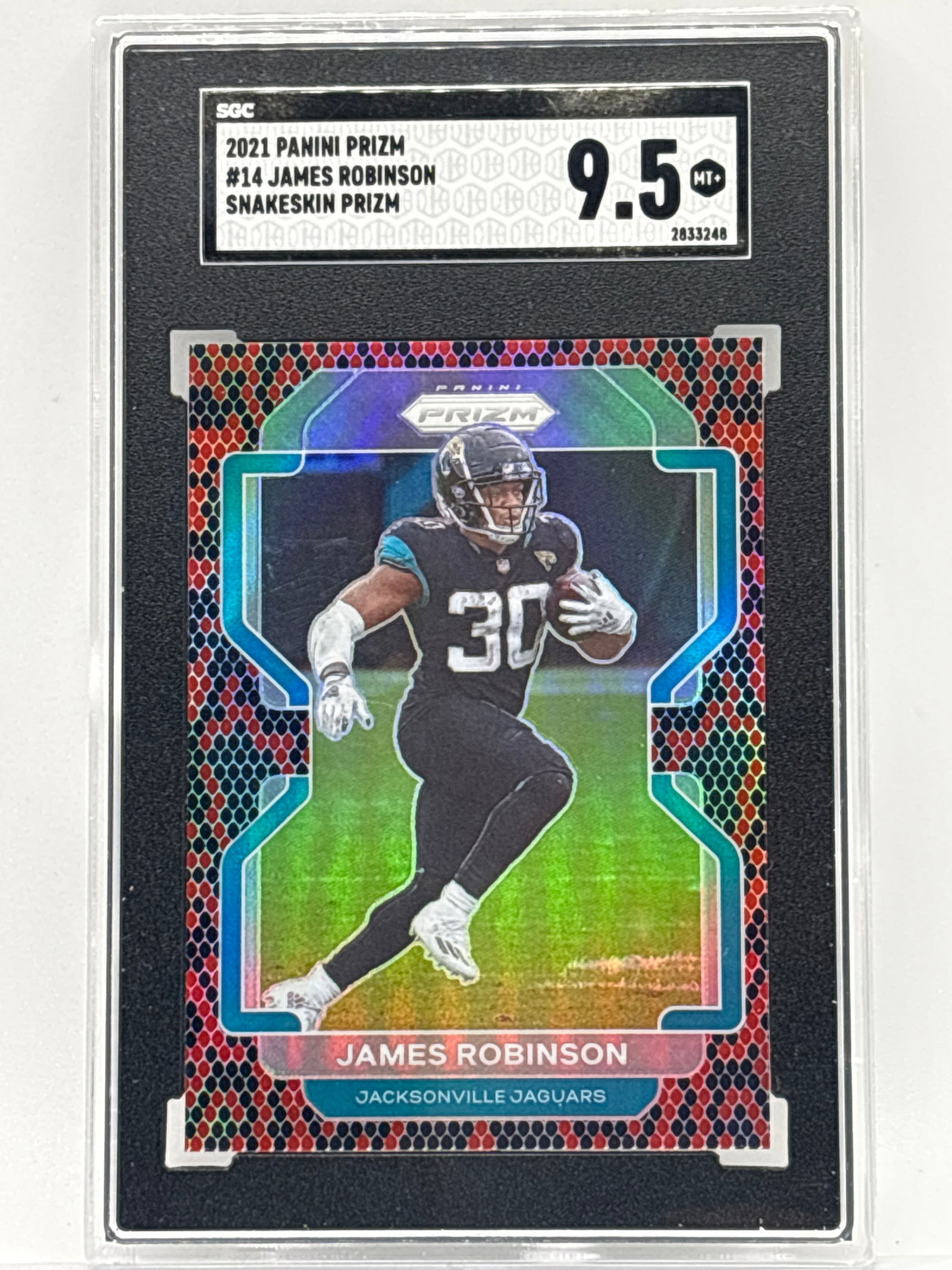 2021 PANINI PRIZM JAMES ROBINSON SNAKESKIN PRIZM HOLO SSP GRADED SGC MINT+ 9.5: 2021 PANINI PRIZM JAMES ROBINSON SNAKESKIN PRIZM HOLO SSP GRADED SGC MINT+ 9.5
