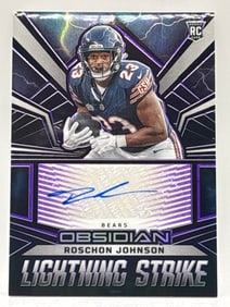 16/75!! 2023 PANINI OBSIDIAN ROSCHON JOHNSON LIGHTNING STRIKE AUTOGRAPHED ROOKIE CARD