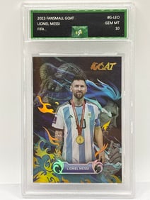 CASE HIT!! 2023 FANS MALL GOAT LIONEL MESSI GOLD FIFA - THE GOAT DEBATE IS SETTLED GEM MINT 10