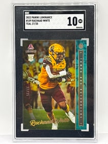 RARE 27/35!! 2022 PANINI LUMINANCE RACHAAD WHITE TEAL ROOKIE SP GRADED SGC GEM MINT 10