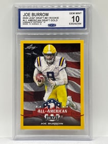 2020 LEAF DRAFT JOE BURROW GOLD ALL AMERICAN ROOKIE CARD GRADED CCG GEM MINT 10