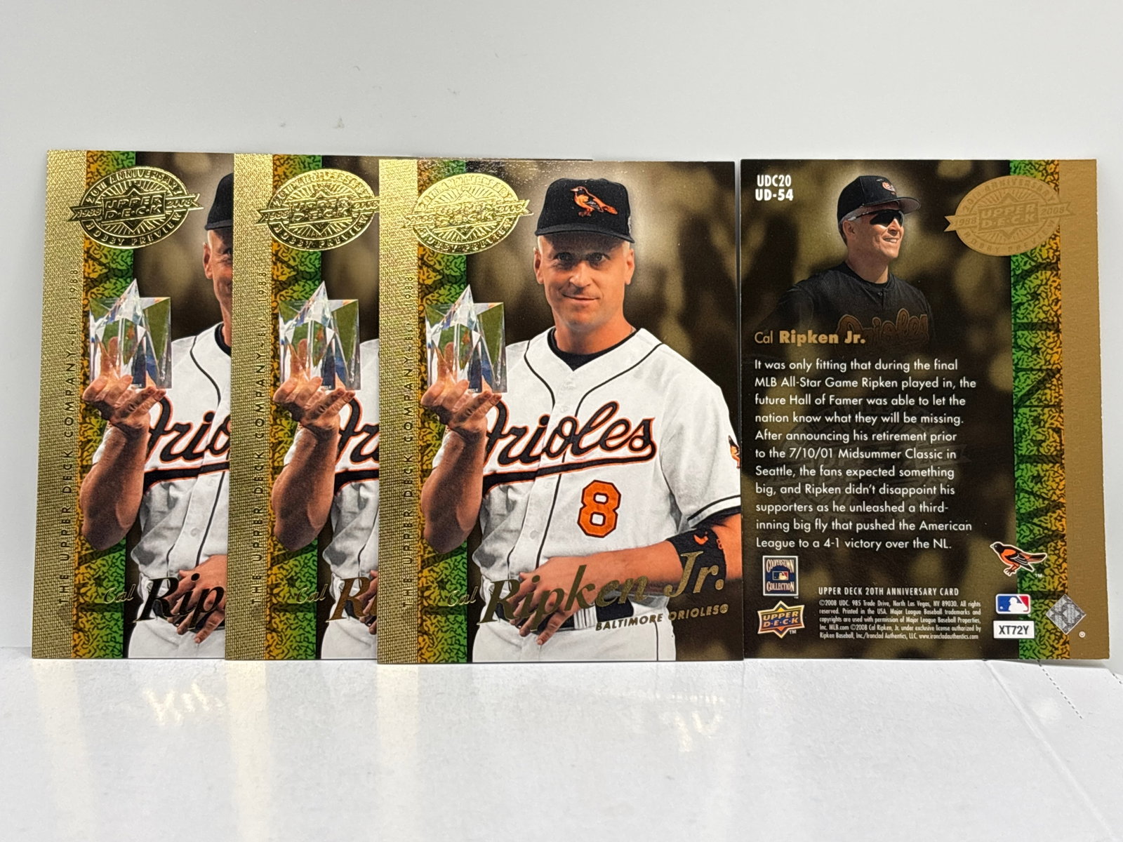 2008 UPPER DECK HOBBY PREVIEW CAL RIPKEN JR 20TH ANNIVERSARY GOLD LOT: 2008 UPPER DECK HOBBY PREVIEW CAL RIPKEN JR 20TH ANNIVERSARY GOLD LOT