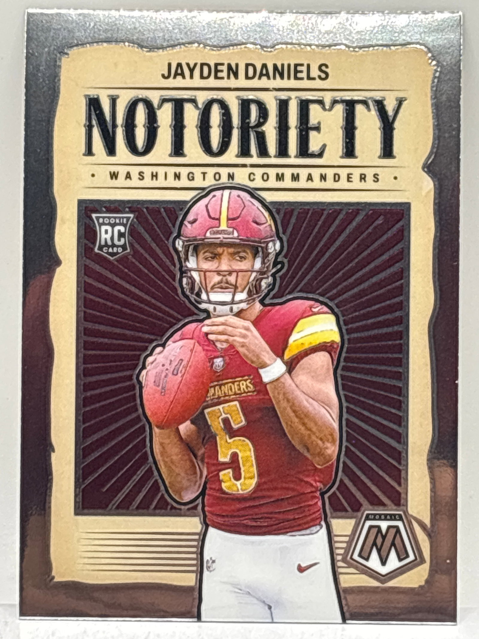 2024 PANINI MOSAIC JAYDEN DANIELS NOTORIETY ROOKIE CARD: 2024 PANINI MOSAIC JAYDEN DANIELS NOTORIETY ROOKIE CARD