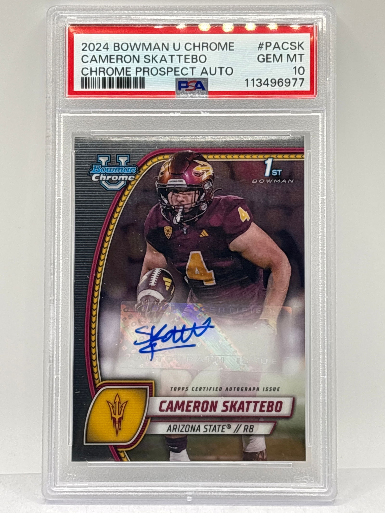2024 BOWMAN UNIVERSITY CHROME CAM SKATTEBO CHROME PROSPECT AUTOGRAPH GRADED PSA GEM MINT 10 (1 of 3)