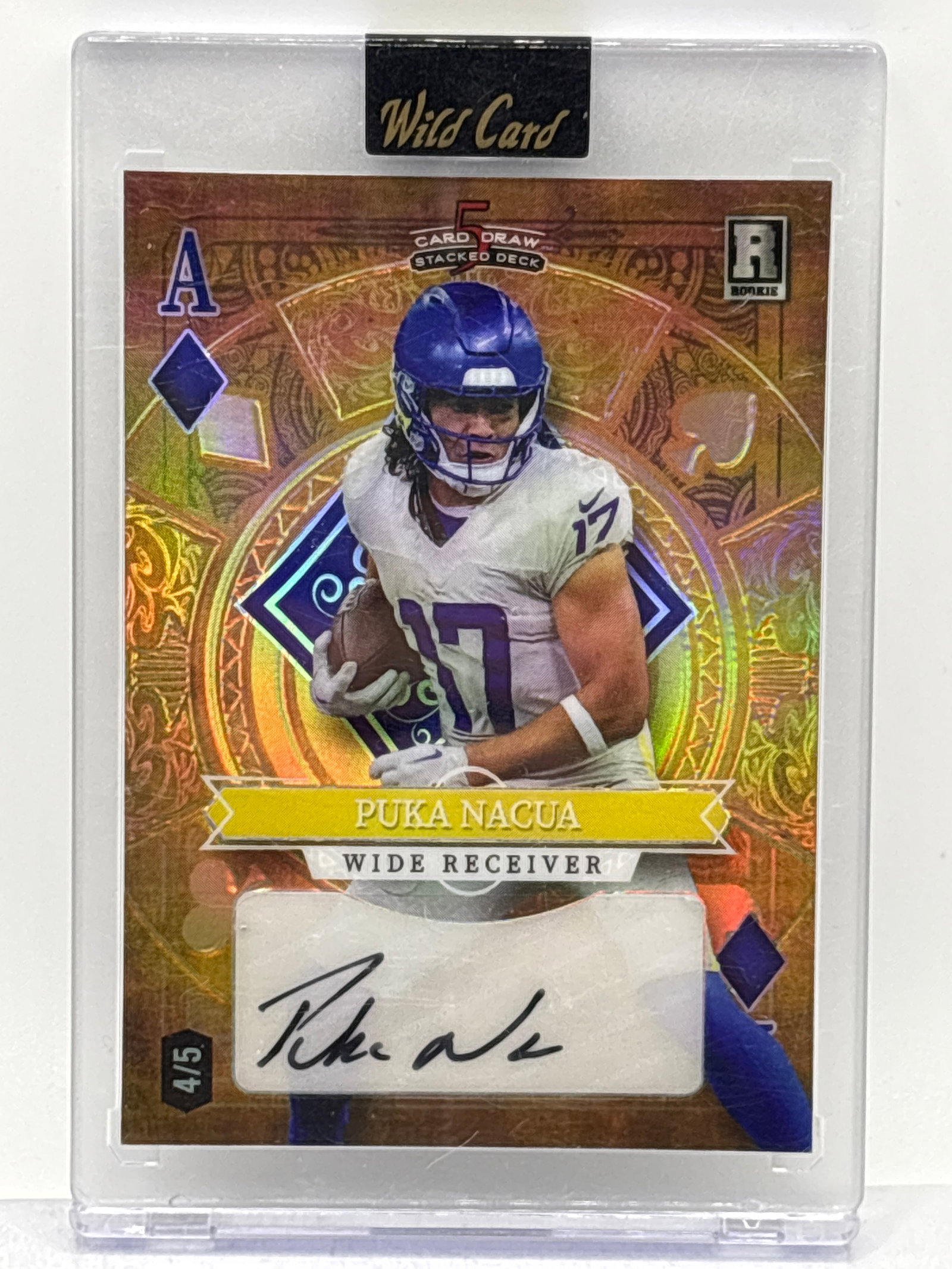 EXTREMELY RARE 4/5!! 2023 WC 5 CARD DRAW STACKED DECK PUKA NACUA AUTOGRAPHED ACE OF DIAMONDS RC: THE HOBBY BOX