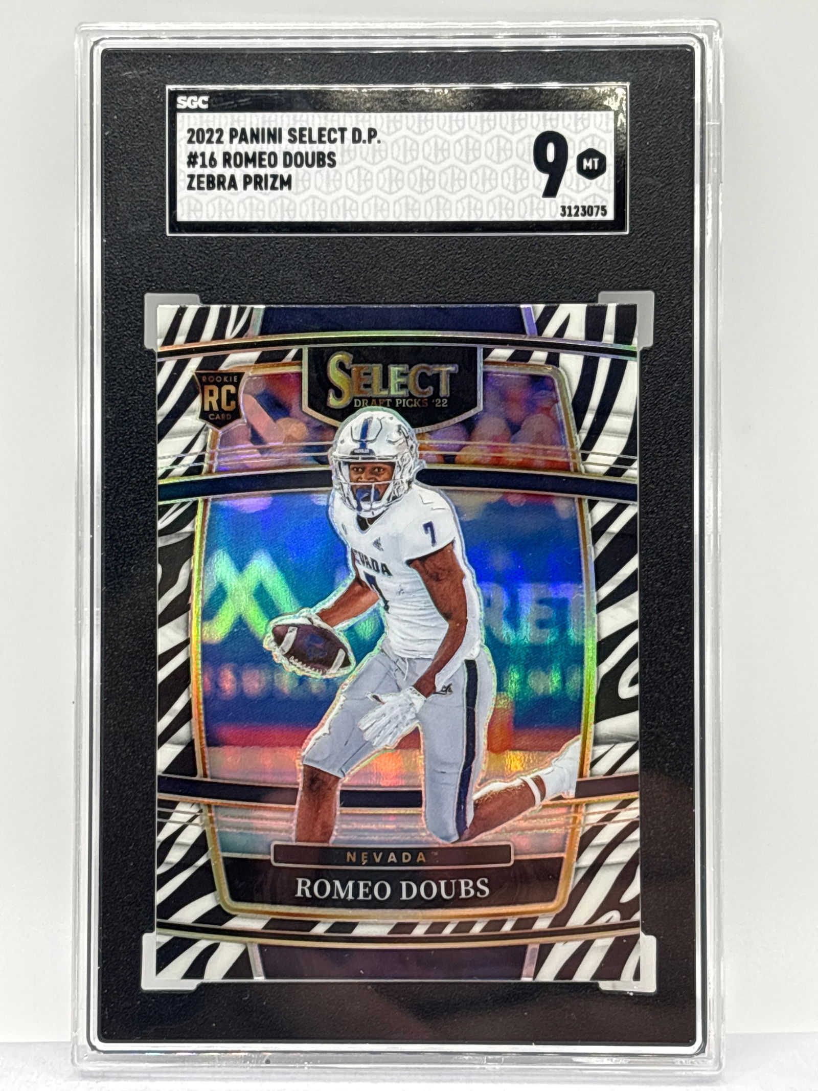 CASE HIT!!  2022 PANINI SELECT DP ROMEO DOUBS ZEBRA PRIZM HOLO ROOKIE CARD SSP GRADED SGC MINT 9 (1 of 3)