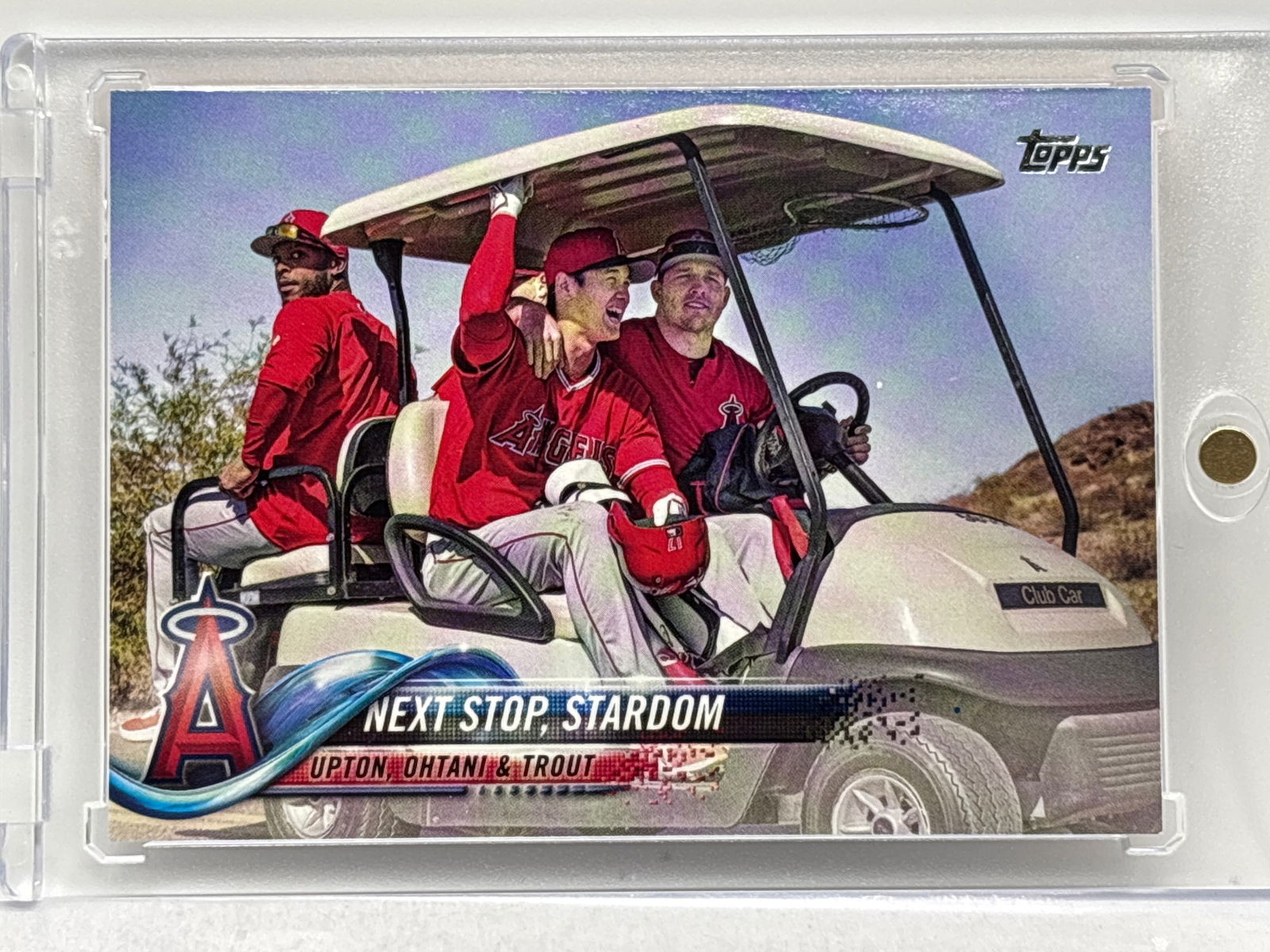 SHOHEI OHTANI ROOKIE CARD!! 2018 TOPPS UPDATE SERIES UPTON, TROUT & OHTANI NEXT STOP STARDOM RC (1 of 4)