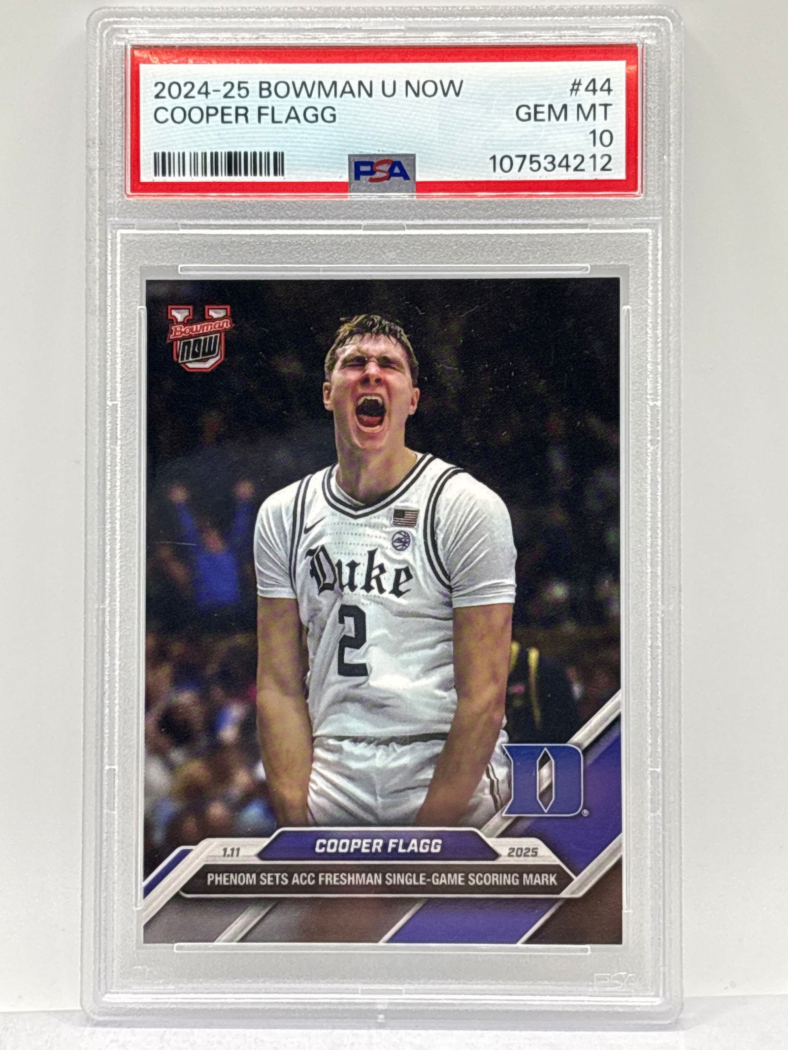 2024 BOWMAN UNIVERSITY NOW COOPER FLAGG ROOKIE CARD GRADED PSA GEM MINT 10 (1 of 3)