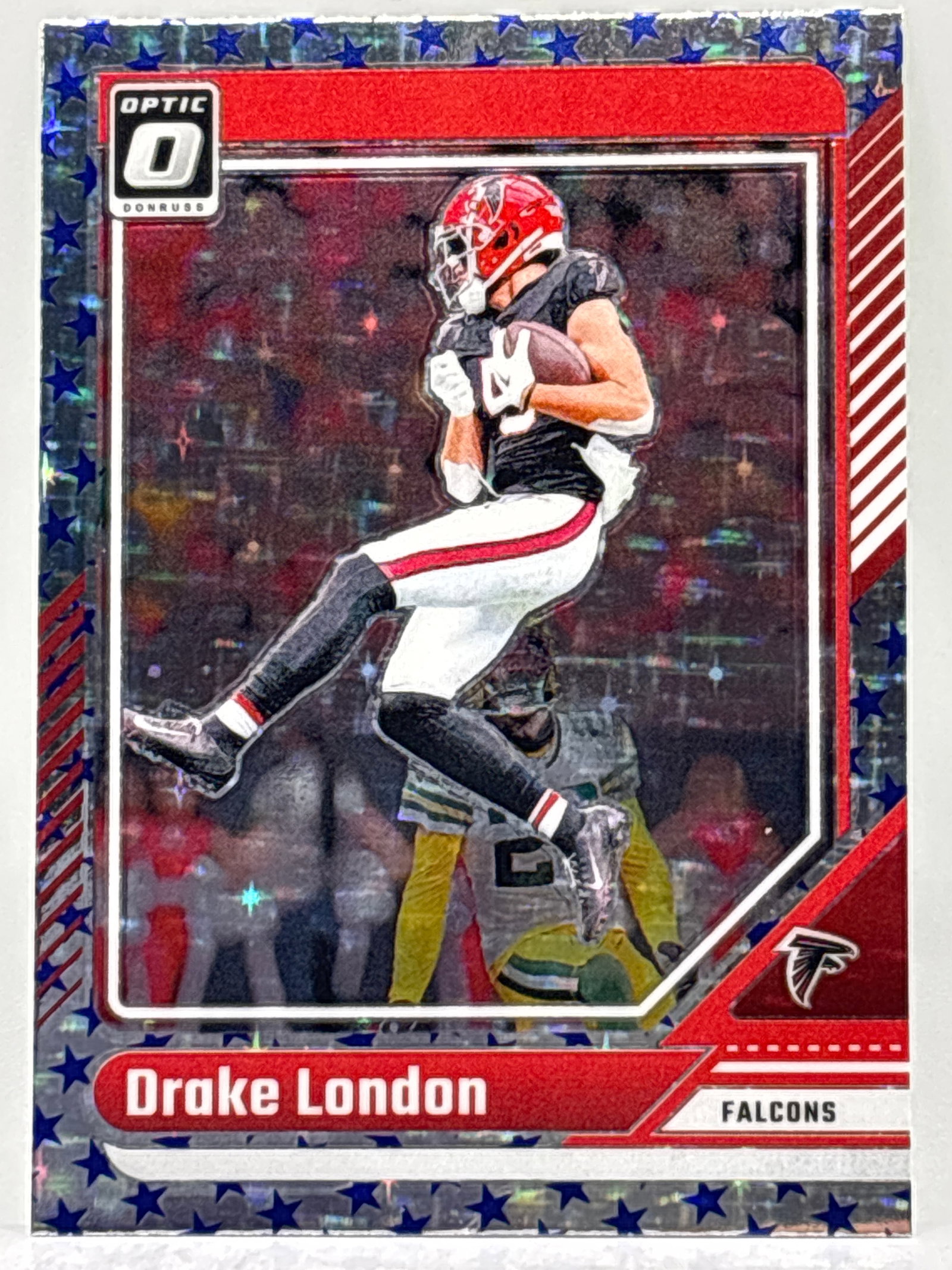 2024 PANINI DONRUSS OPTIC DRAKE LONDON BLUE STARS SILVER PRIZM HOLO EMOJI SP: THE HOBBY BOX