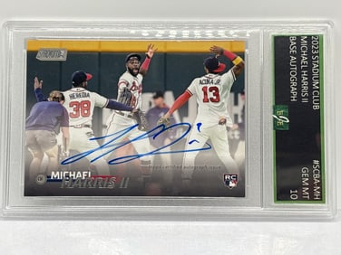 2023 STADIUM CLUB MICHAEL HARRIS II AUTOGRAPHED ROOKIE CARD GRADED GEM MINT 10
