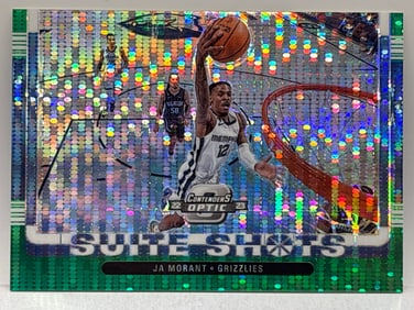 EXTREMELY RARE 14/25!! 2022-23 PANINI CONTENDERS OPTIC JA MORANT GREEN PULSAR PRIZM HOLO SUITE SHOTS