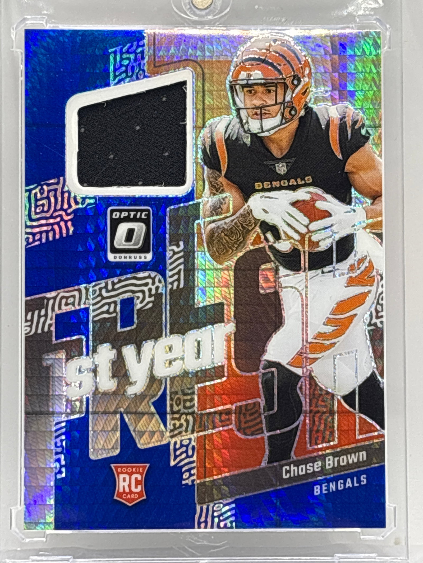 2023 PANINI DONRUSS OPTIC 1ST YEAR FRESH AUTHENTIC MEMORABILIA BLUE HYPER PRIZM HOLO RC PATCH: THE HOBBY BOX