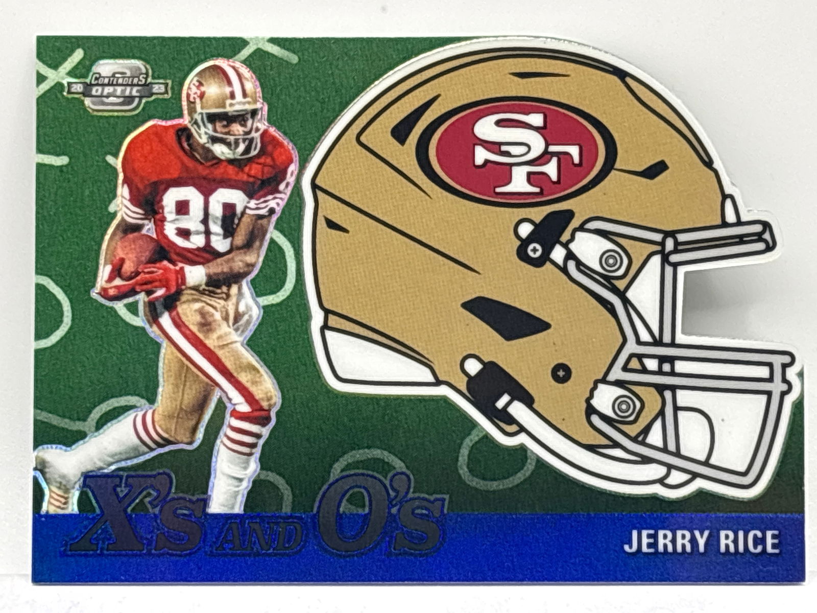 2/99!! 2023 PANINI CONTENDERS OPTIC JERRY RICE HELMET DIE-CUT PRIZM HOLO INSERT (1 of 4)
