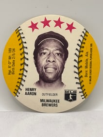 RARE AUTHENTIC MINT 1976 HENRY AARON ORBAKERS MSA DISC