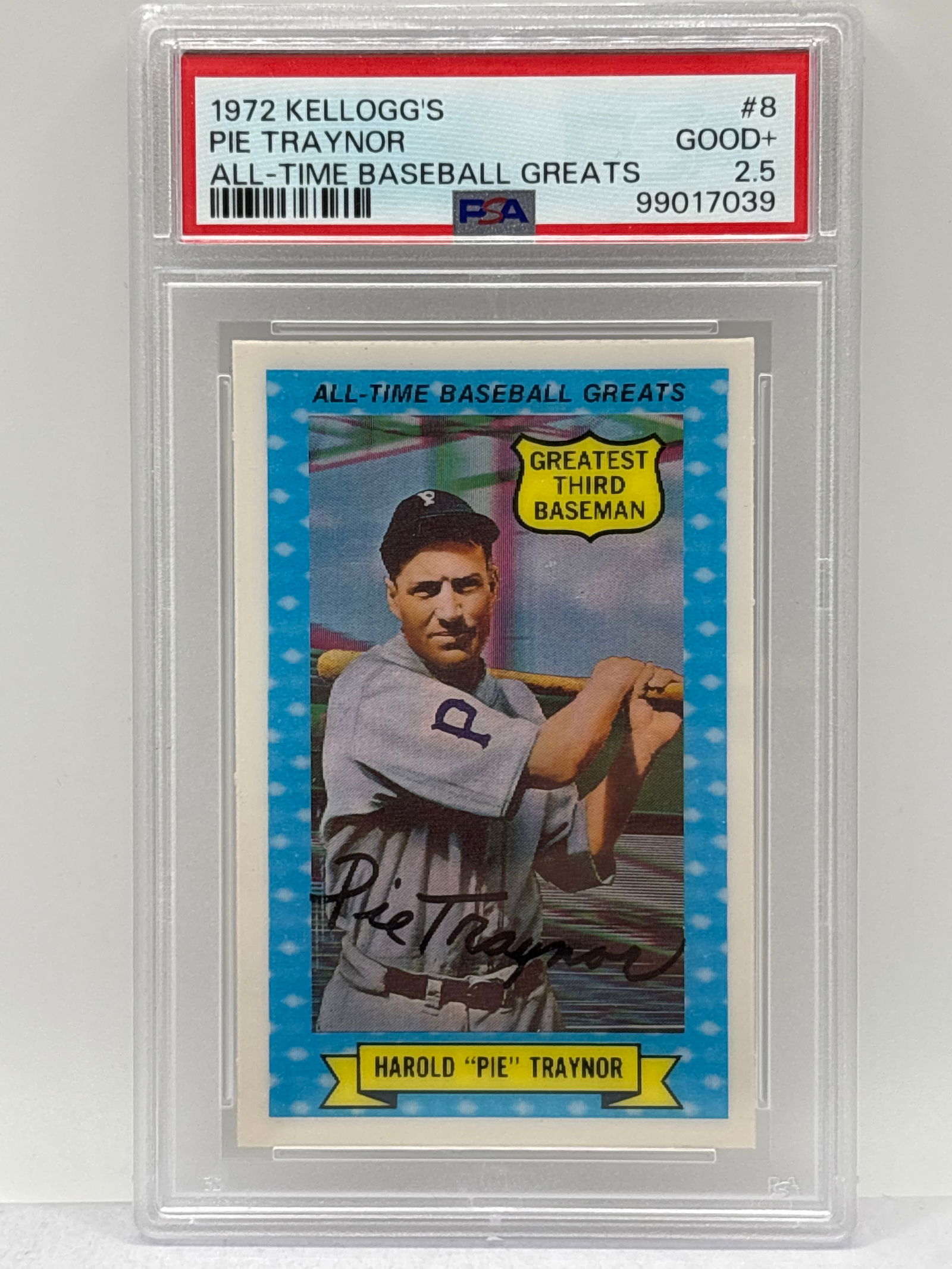 1972 KELLOGS PIE TRAYNOR ALL-TIME BASEBALL GREATS HOLO GREATEST 3RD BASEMAN GRADED PSA GOOD+ 2.5 (1 of 3)