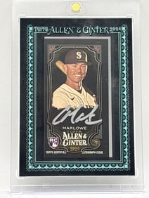 EXTREMELY RARE 3/10!! 2024 TOPPS ALLEN & GINTER CADE MARLOW AUTOGRAPHED WORLDS CHAMPIONS ROOKIE CARD