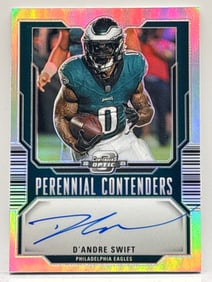 52/99!! 2023 PANINI CONTENDERS OPTIC D’ANDRE SWIFT PERENNIAL CONTENDERS ON-CARD PRIZM HOLO AUTO RC
