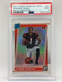 2021 PANINI DONRUSS OPTIC JA’MARR CHASE PRIZM HOLO VARIATION RATED ROOKIE GRADED PSA MINT 9