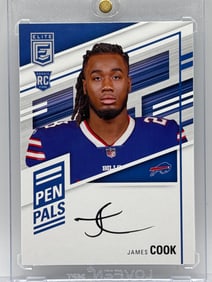 2022 PANINI DONRUSS ELITE PEN PALS JAMES COOK ON-CARD AUTOGRAPHED ROOKIE CARD