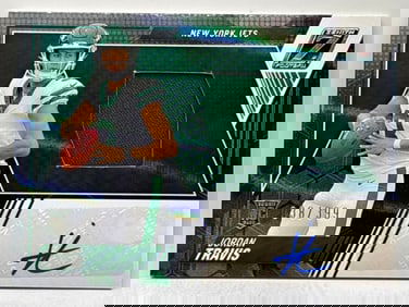 38/399!! 2024 PANINI ZENITH RPA JORDAN TRAVIS AUTHENTIC MEMORABILIA PATCH AUTOGRAPHED ROOKIE CARD
