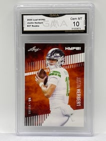 2020 LEAF HYPE! JUSTIN HERBERT ROOKIE CARD GRADED GMA GEM MINT 10