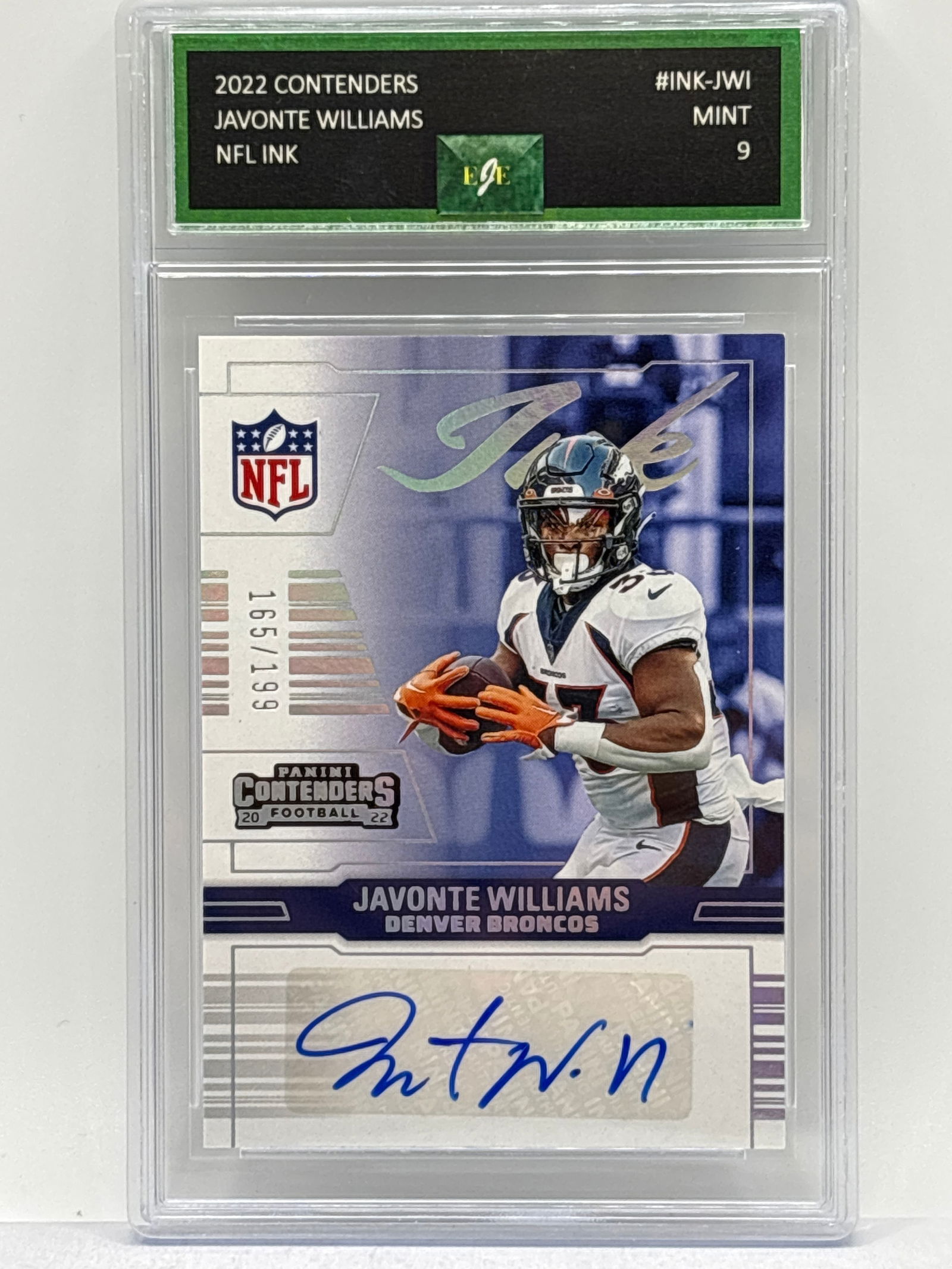 165/199!! 2022 PANINI CONTENDERS INK JAVONTE WILLIAMS AUTOGRAPHED SP GRADED MINT 9 (1 of 4)