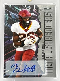 2022 SKYBOX METAL CHAMPIONS BREECE HALL METAL SHREDDERS AUTOGRAPHED ROOKIE CARD