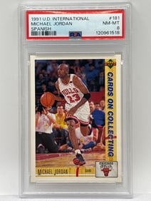 1991 UPPER DECK INTERNATIONAL MICHAEL JORDAN SPANISH CARDS ON COLLECTING GRADED PSA NM-MT 8