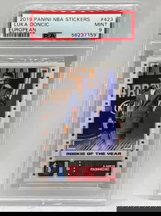 2019 PANINI NBA STICKERS LUKA DONCIC EUROPEAN ROOKIE OF THE YEAR GRADED PINT 9: THE HOBBY BOX