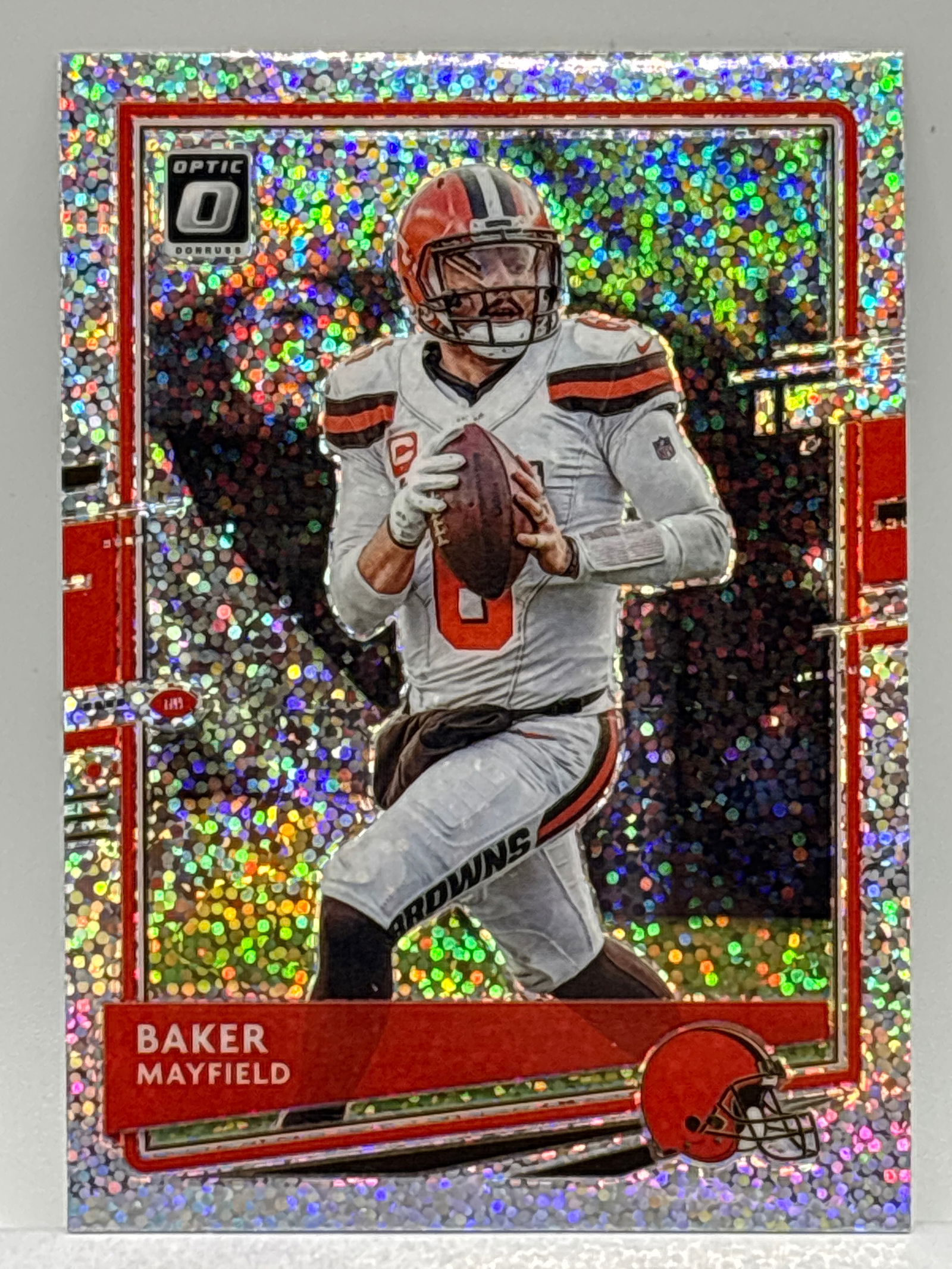 2020 PANINI DONRUSS OPTIC BAKER MAYFIELD SILVER SPARKLES PRIZM HOLO SP (1 of 2)