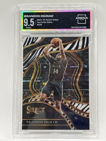 2023-24 PANINI SELECT COURTSIDE BRANDON MILLER ZEBRA PRIZM HOLO GRADED MINT+ 9.5