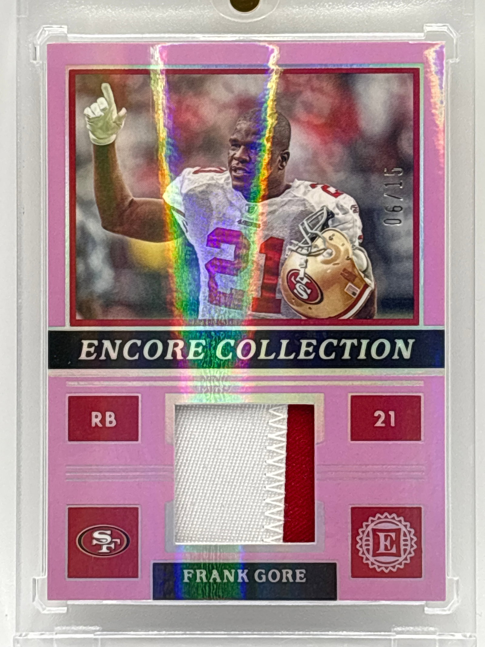 EXTREMELY RARE!! 6/15!!  2022 PANINI ENCASED ECORE COLLECTION FRANK GORE 2-COLOR AUTHENTIC MEM PATCH (1 of 4)