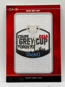HIGHLY SAUGHT AFTER 2016 104TH GREY CUP LEAGUE PATCH CARD VALUED AT $50
