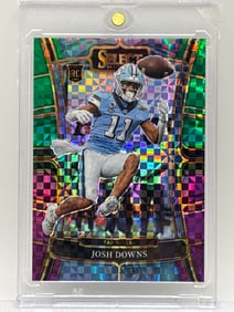 81/100!! 2023 PANINI SELECT DRAFT PICKS JOSH DOWNS PURPLE & GREEN SQUARES PRIZM HOLO ROOKIE CARD