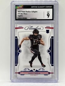 VERY RARE 19/20!! 2022 PANINI FLAWLESS COLLEGIATE ALEC PIERCE AUTHENTIC SAPHIRE RELIC RC MINT 9
