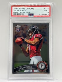 2011 TOPPS CHROME JULIO JONES BALL CHEST HIGH VARIATION ROOKIE CARD GRADED PSA MINT 9