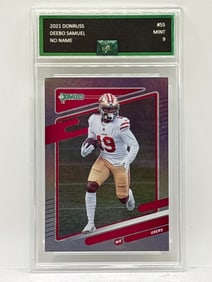 2021 PANINI DONRUSS DEEBO SAMUEL NO NAME SILVER FOIL SP GRADED MINT 9