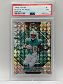 2023 PANINI MOSAIC DE’VON ACHANE SILVER PRIZM ROOKIE CARD GRADED PSA MINT 9
