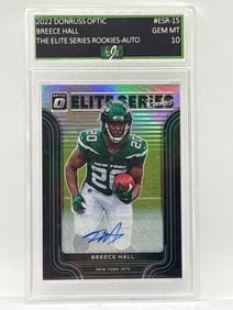 4/99!! 2022 PANINI DONRUSS OPTIC BREECE HALL THE ELITE SERIES AUTOGRAPHED ROOKIE CARD GEM MINT 10