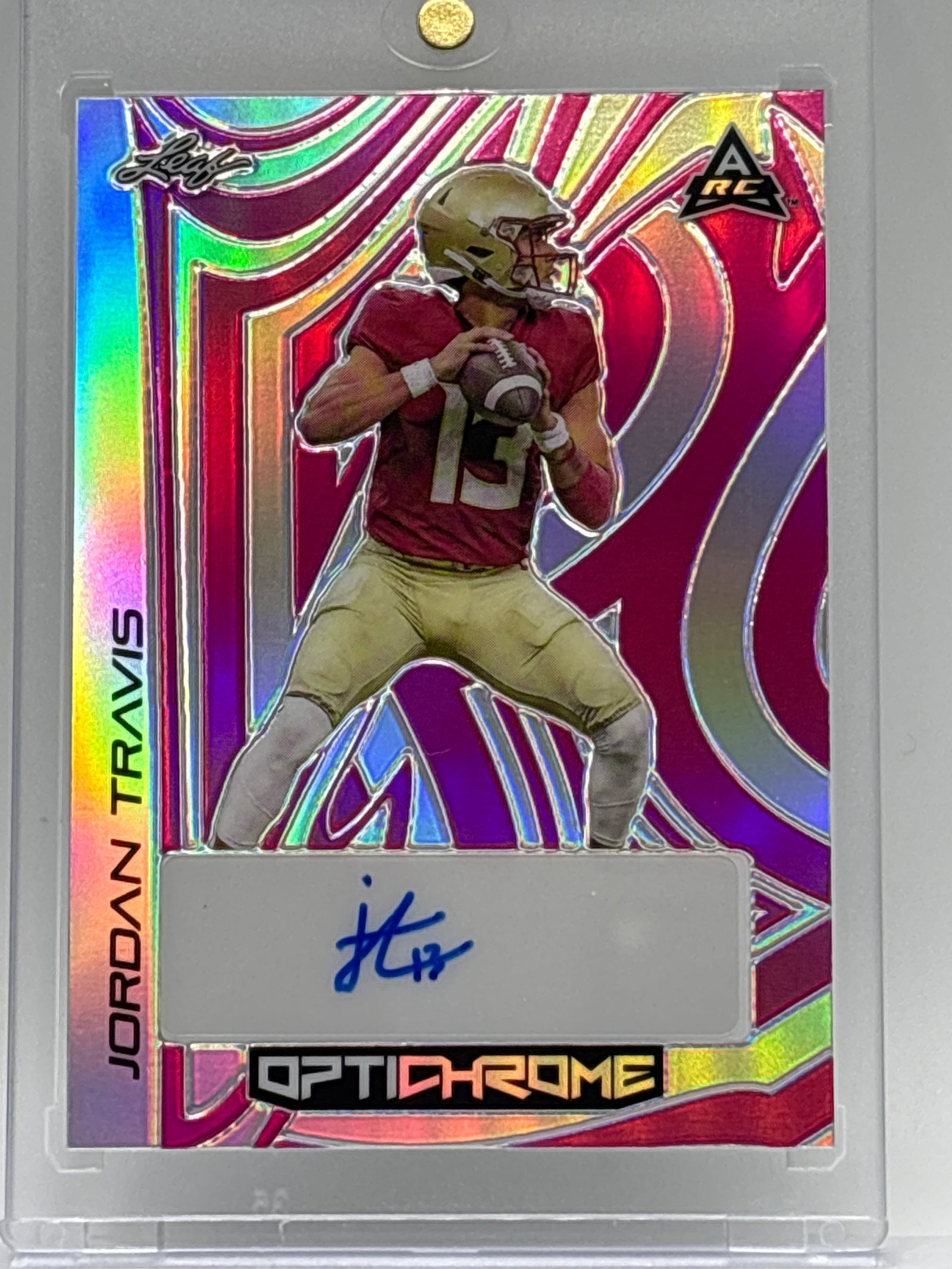 7/7!! 2023 LEAF OPTICHROME JORDAN TRAVIS AUTOGRAPHED ROOKIE CARD: THE HOBBY BOX