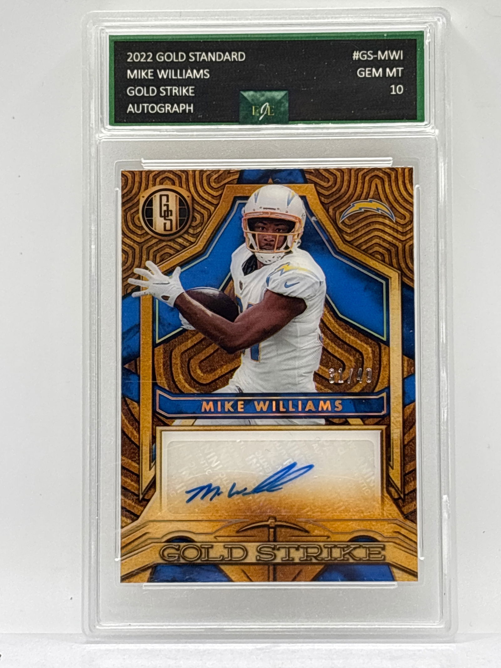 31/49!! 2022 PANINI GOLD STANDARD MIKE WILLIAMS GOLD STRIKE AUTOGRAPHED INSERT GRADED GEM MINT 10 (1 of 4)