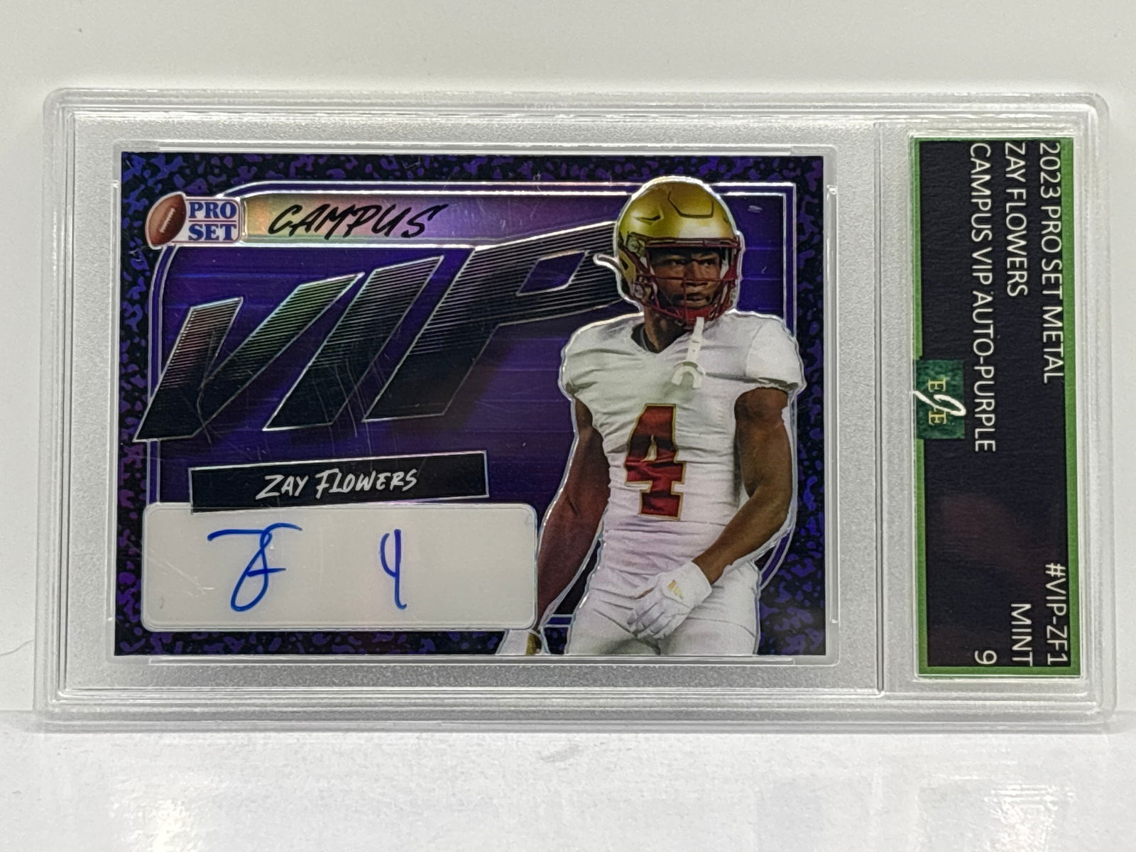 9/15!! 2023 LEAF PRO SET CAMPUS VIP ZAY FLOWERS AUTOGRAPHED ROOKIE CARD GRADED MINT 9 (1 of 3)