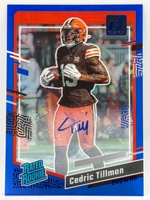 5/99!! 2023 PANINI CLEARLY DONRUSS CEDRIC TILLMAN AUTOGRAPHED RATED ROOKIE CARD