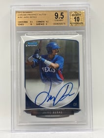 2013 BOWMAN CHROME PROSPECT JAIRO BERAS ON-CARD AUTOGRAPHED ROOKIE CARD GRADED BECKKETT GEM MINT 9.5