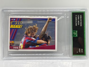 RARE 2008-09 PANINI LIONEL MESSI FC BARCELONA MESSI MANIA GRADED MINT 9