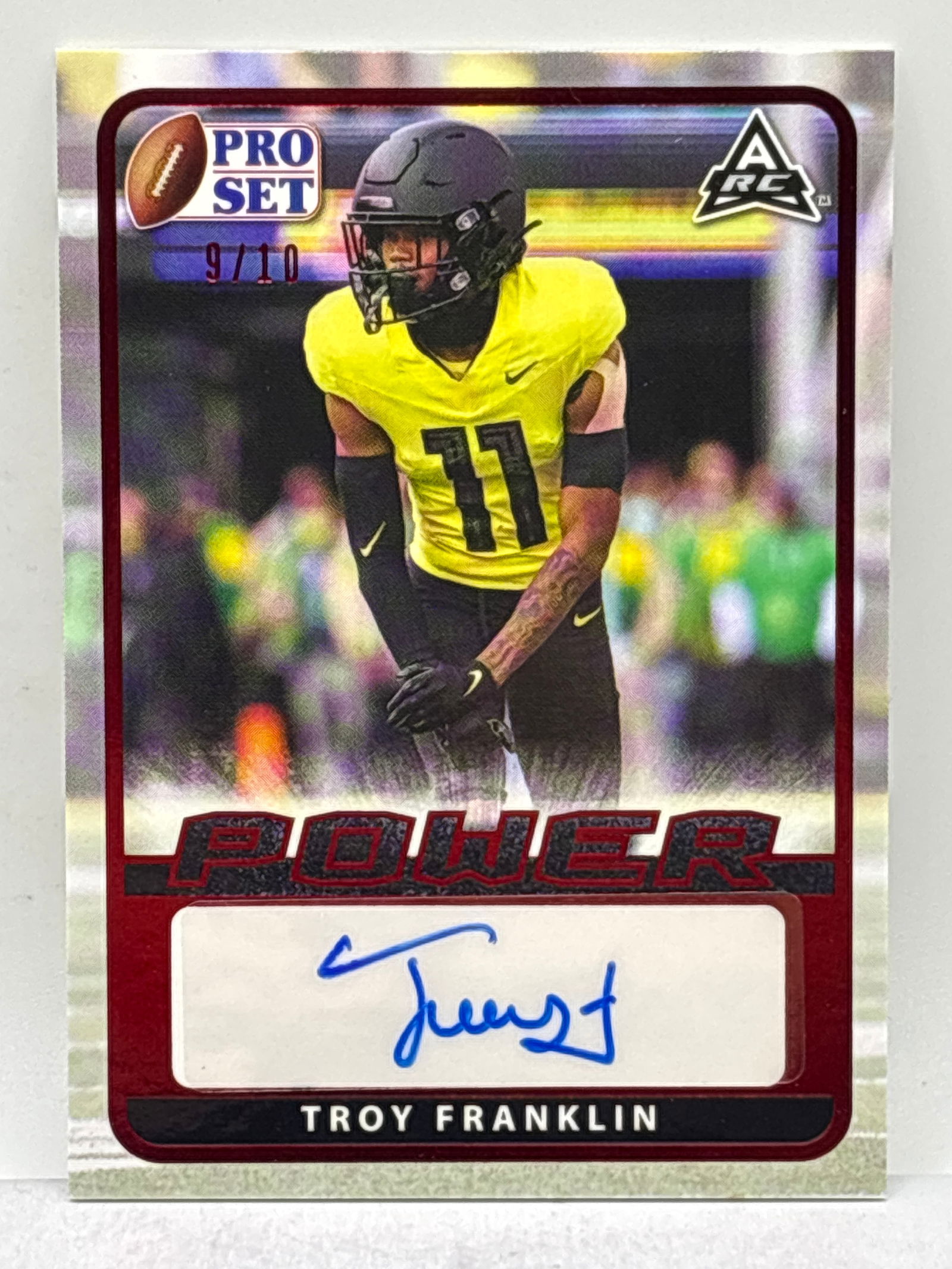 EXTREMELY RARE 9/10!! 2021 LEAF PRO SET POWER TROY FRANKLIN AUTOGRAPHED ROOKIE CARD (1 of 3)