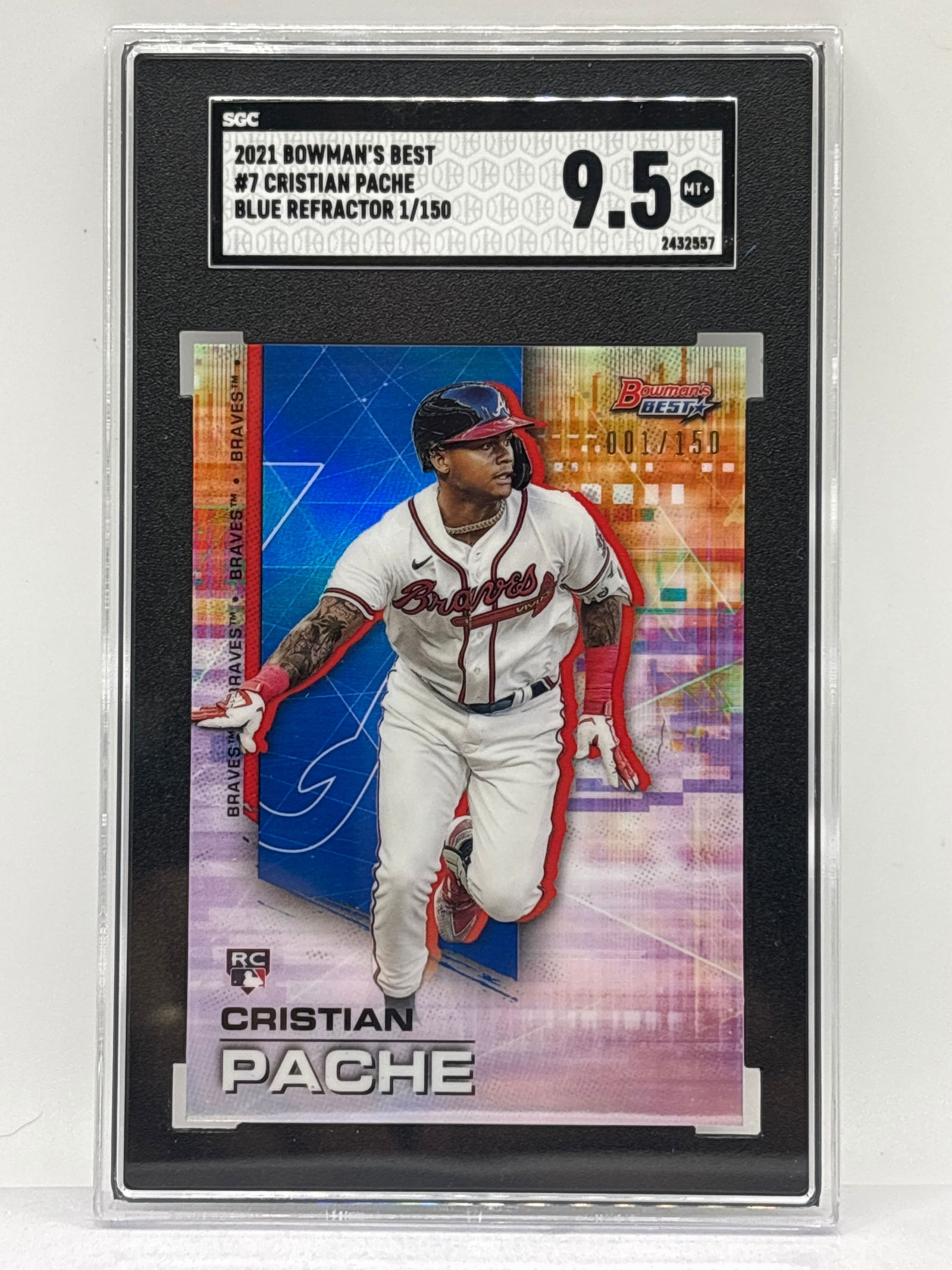 1/150 FIRST ON PRINT!! 2021 BOWMANS BEST CHRISTIAN PACHE BLUE ROOKIE REFRACTOR GRADED SGC MINT+ 9.5 (1 of 3)