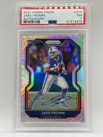 2020 PANINI PRIZM JAKE FROMM AUTOGRAPHED SILVER PRIZM HOLO ROOKIE CARD GRADED PSA NM 7
