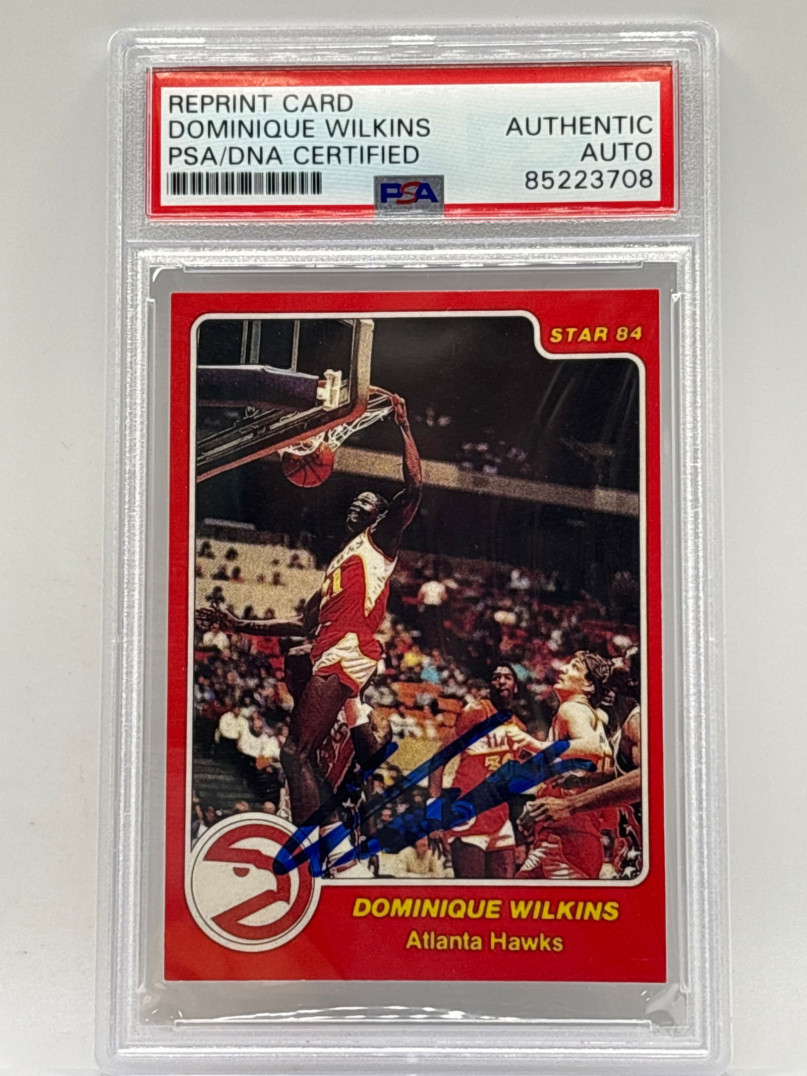 AUTHENTIC DOMINIQUE WILKINS AUTOGRAPHED REPRINT ROOKIE CARD GRADED PSA AUTHENTIC AUTO (1 of 4)